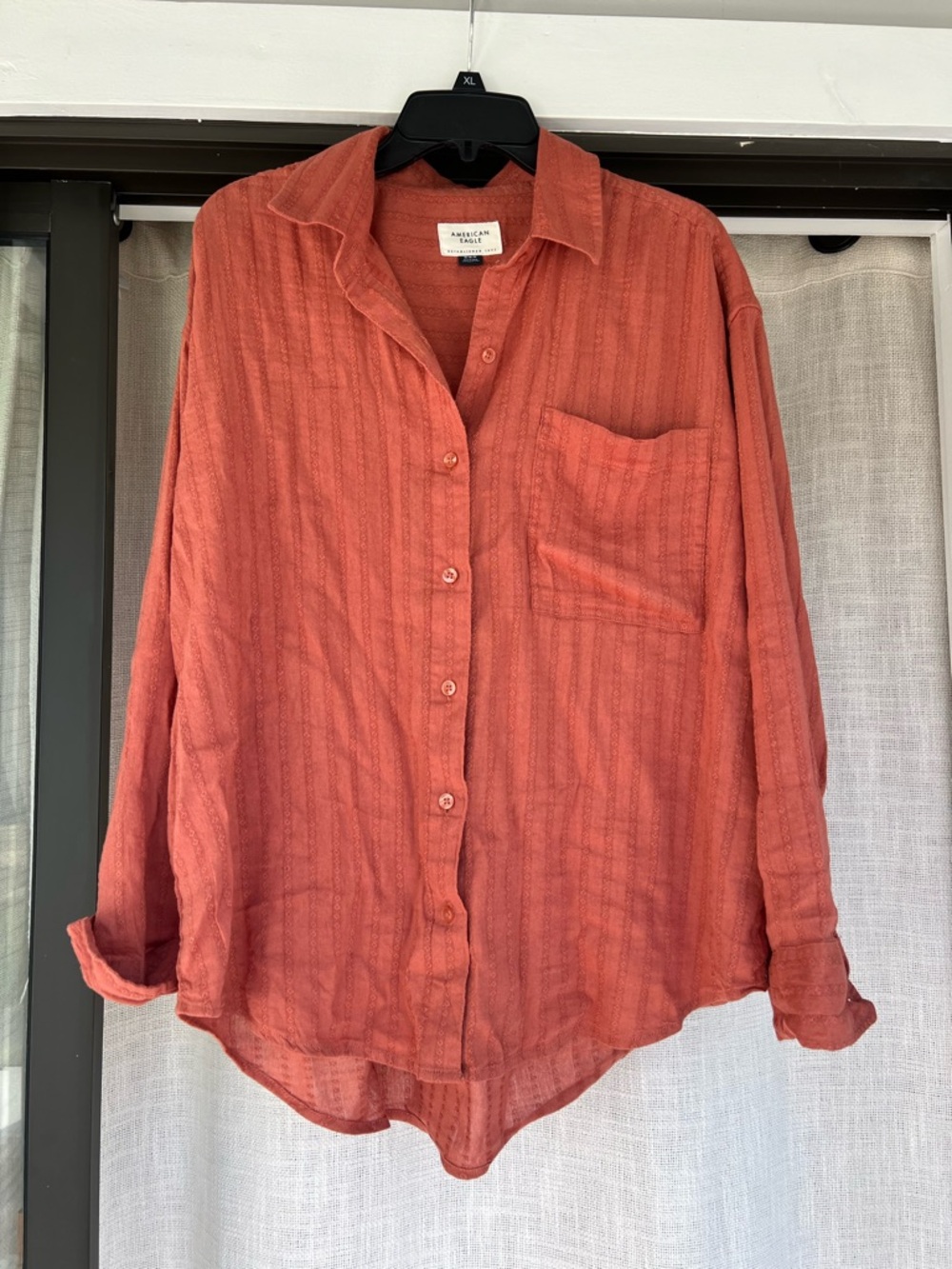 American Eagle Outfitters Textured Button-Up Shirt - Terracotta